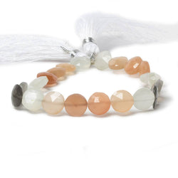 9mm Multi Color Moonstone faceted coin beads 8 inch 23 pieces (ONLINE ORDER ONLY)