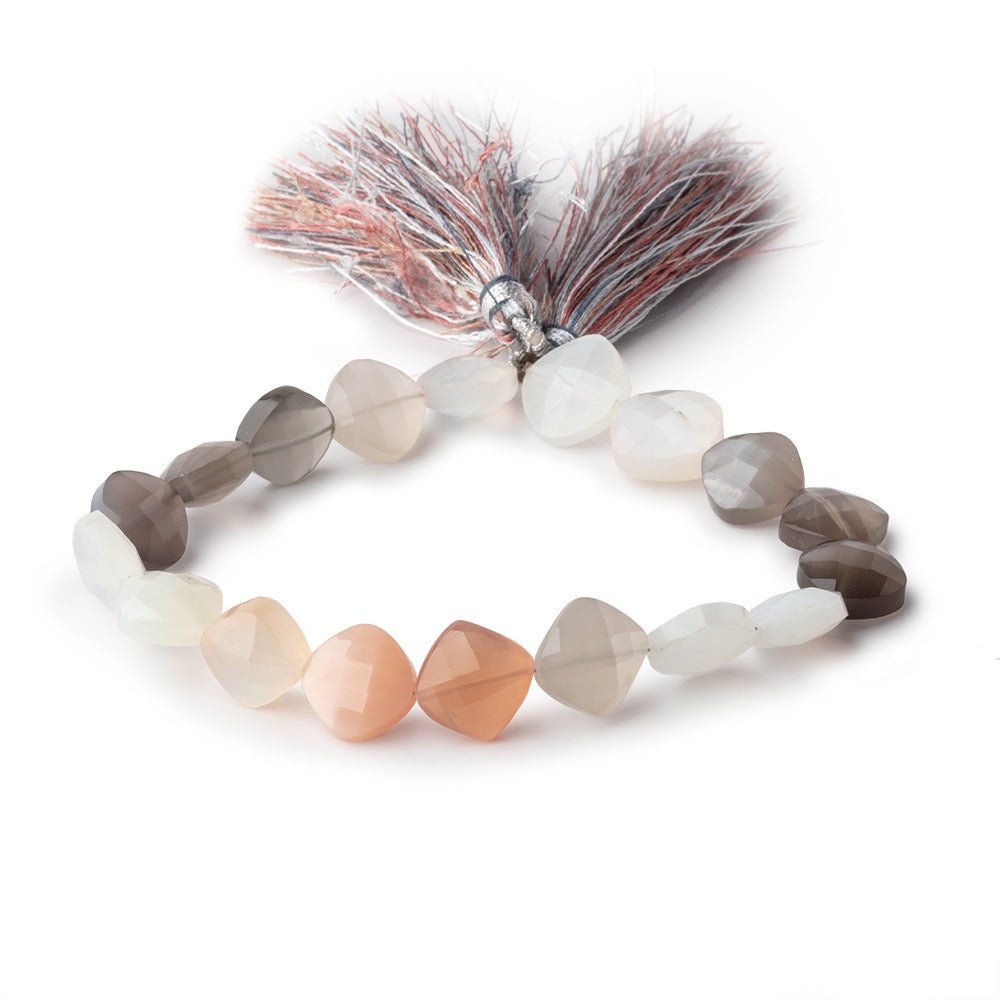 9mm Multi Color Moonstone Faceted Pillow Beads 8 inch 18 pieces AA (ONLINE ORDER ONLY)