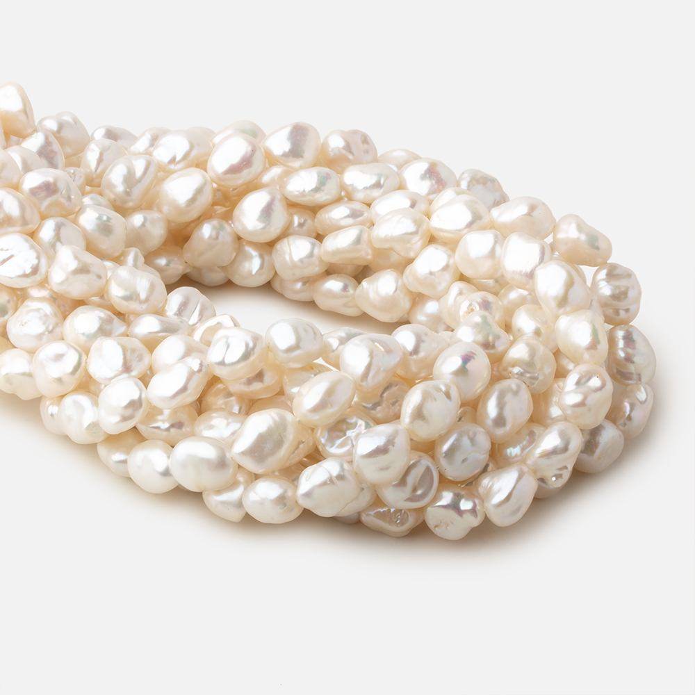 9mm Off White Keshi straight drilled freshwater pearls 16 inch 32 pieces A grade (ONLINE ORDER ONLY)