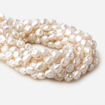 9mm Off White Keshi straight drilled freshwater pearls 16 inch 32 pieces A grade (ONLINE ORDER ONLY)