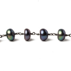 9mm Peacock Center Drill Button Black Gold .925 Silver Chain by the foot 24 pieces (ONLINE ORDER ONLY)