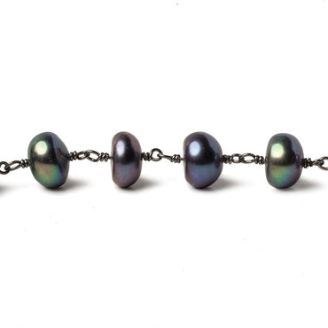 9mm Peacock Center Drill Button Black Gold .925 Silver Chain by the foot 24 pieces (ONLINE ORDER ONLY)