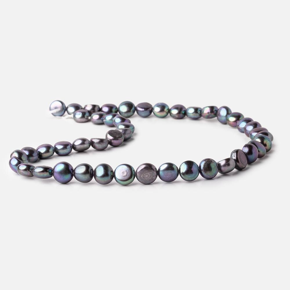 9mm Peacock Navy Button Freshwater Pearls 16 inch 45 pieces (ONLINE ORDER ONLY)