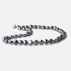 9mm Peacock Navy Button Freshwater Pearls 16 inch 45 pieces (ONLINE ORDER ONLY)