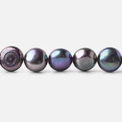9mm Peacock Navy Button Freshwater Pearls 16 inch 45 pieces (ONLINE ORDER ONLY)