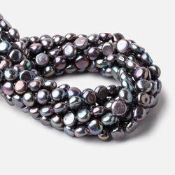 9mm Peacock Navy Button Freshwater Pearls 16 inch 45 pieces (ONLINE ORDER ONLY)