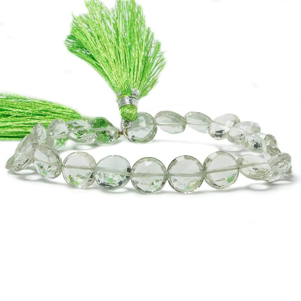 9mm Prasiolite faceted coin beads 8 inch 23 pieces (ONLINE ORDER ONLY)