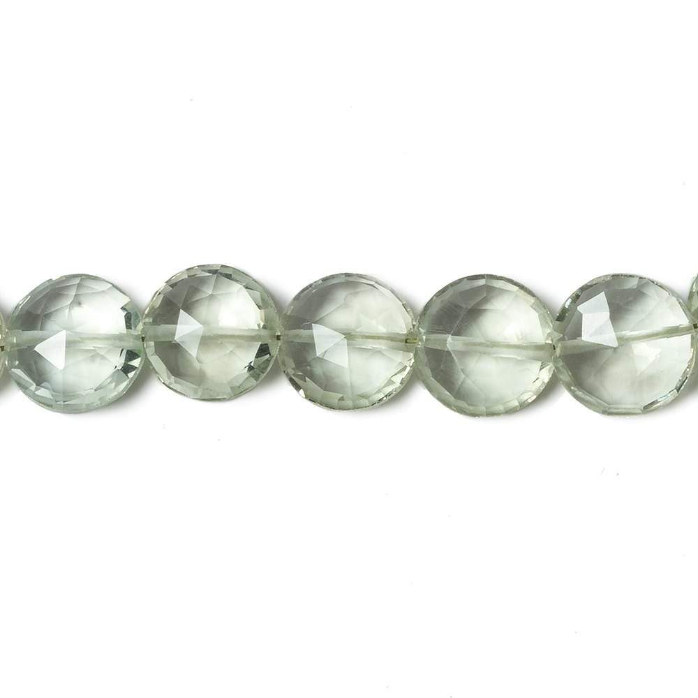 9mm Prasiolite faceted coin beads 8 inch 23 pieces (ONLINE ORDER ONLY)
