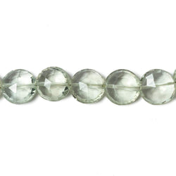 9mm Prasiolite faceted coin beads 8 inch 23 pieces (ONLINE ORDER ONLY)