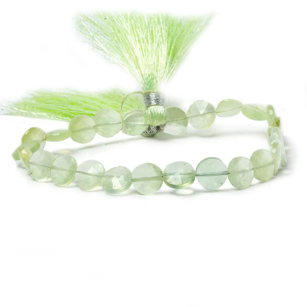 9mm Prehnite faceted coin beads 8 inch 23 pieces (ONLINE ORDER ONLY)