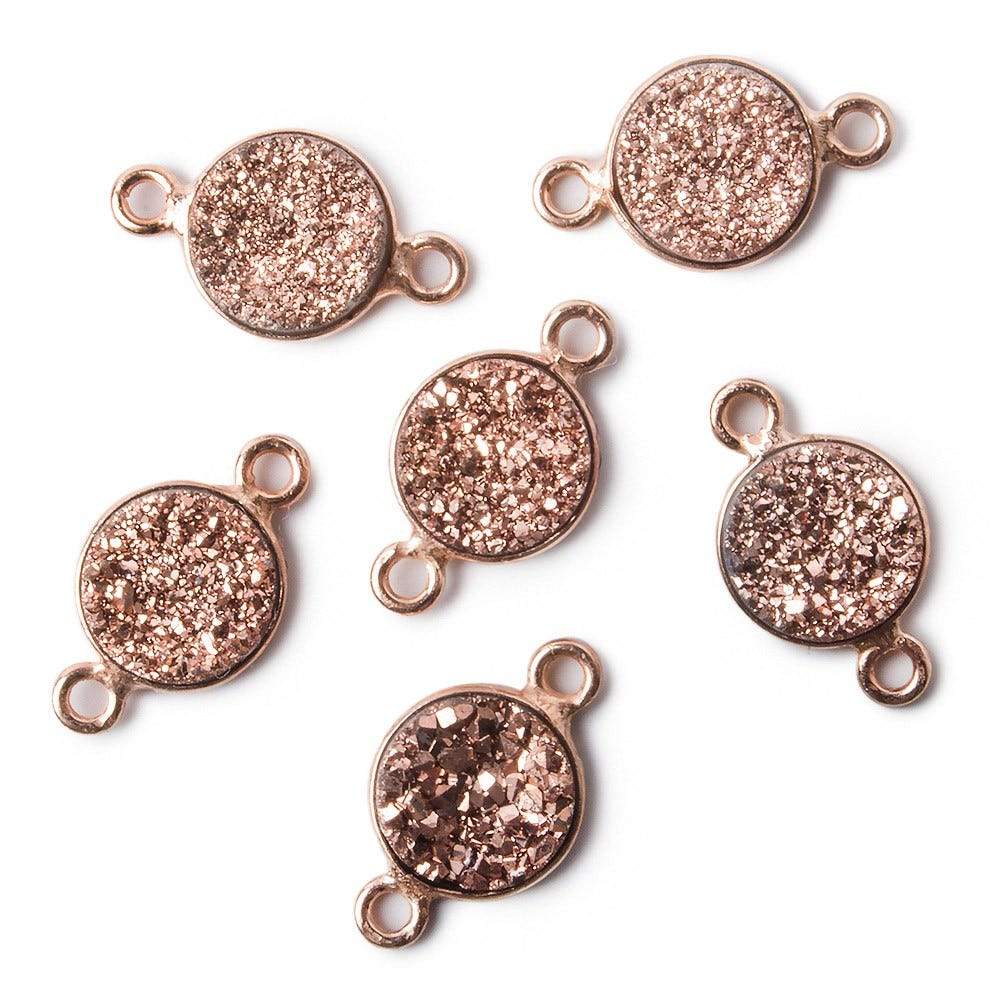 9mm Rose Gold Bezel Metallic Rose Drusy Coin Connector 1 piece (ONLINE ORDER ONLY)