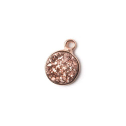 9mm Rose Gold Bezel Metallic Rose Drusy Coin Pendant  1 piece (ONLINE ORDER ONLY)