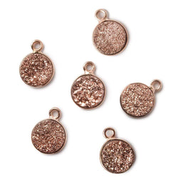 9mm Rose Gold Bezel Metallic Rose Drusy Coin Pendant  1 piece (ONLINE ORDER ONLY)