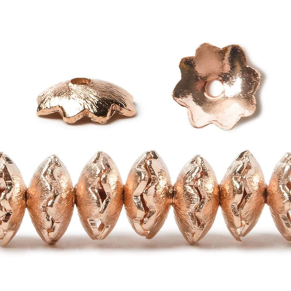 9mm Rose Gold plated Copper Brushed Flower Bead Cap 8 inch 84 pcs (ONLINE ORDER ONLY)