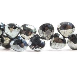 9mm Metallic Black Spinel Faceted Heart Beads 8 inch 43 pieces (ONLINE ORDER ONLY)