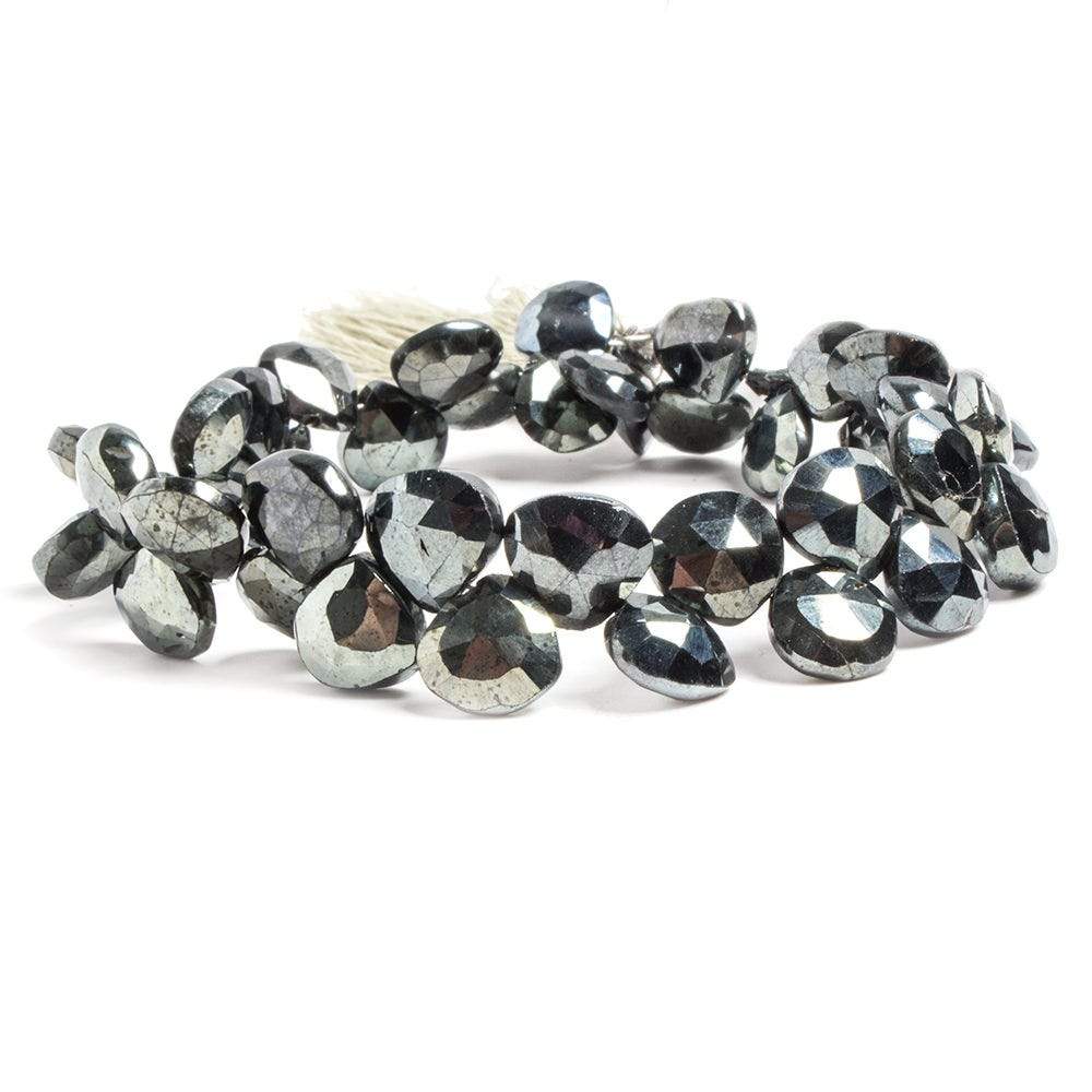 9mm Metallic Black Spinel Faceted Heart Beads 8 inch 43 pieces (ONLINE ORDER ONLY)