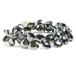 9mm Metallic Black Spinel Faceted Heart Beads 8 inch 43 pieces (ONLINE ORDER ONLY)