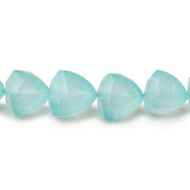 9mm Seafoam Blue Chalcedony straight drilled faceted trillions 8 inch 21 beads (ONLINE ORDER ONLY)