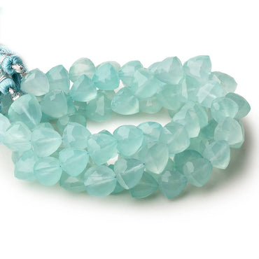 9mm Seafoam Blue Chalcedony straight drilled faceted trillions 8 inch 21 beads (ONLINE ORDER ONLY)