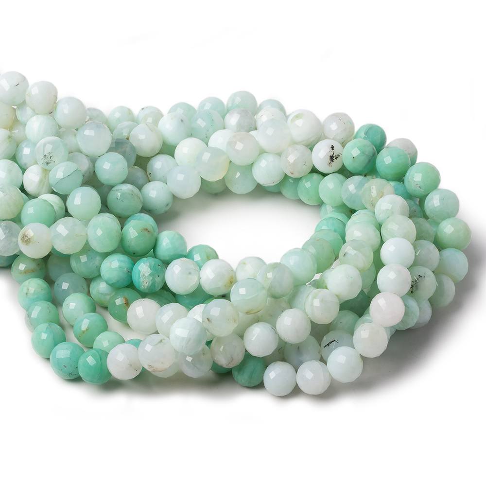9mm Shaded Blue Perivian Opal faceted round beads 14 inch 39 pieces (ONLINE ORDER ONLY)
