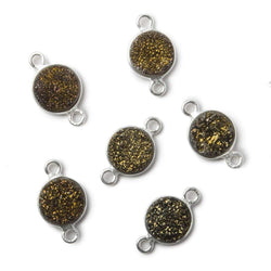 9mm Silver .925 Bezel Metallic Bronze Drusy Coin Connector 1 piece (ONLINE ORDER ONLY)