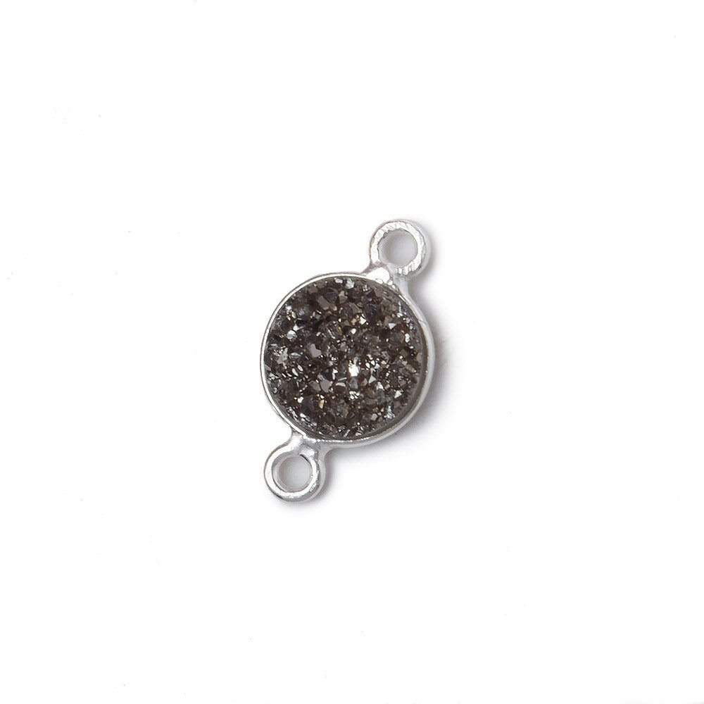 9mm Silver .925 Bezel Metallic Platinum Drusy Coin Connector 1 piece (ONLINE ORDER ONLY)