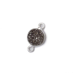 9mm Silver .925 Bezel Metallic Platinum Drusy Coin Connector 1 piece (ONLINE ORDER ONLY)
