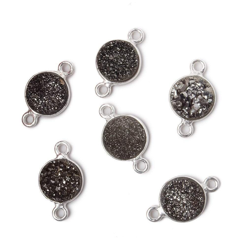 9mm Silver .925 Bezel Metallic Platinum Drusy Coin Connector 1 piece (ONLINE ORDER ONLY)