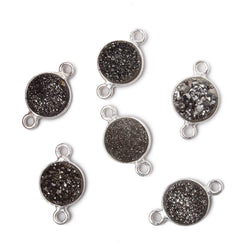 9mm Silver .925 Bezel Metallic Platinum Drusy Coin Connector 1 piece (ONLINE ORDER ONLY)