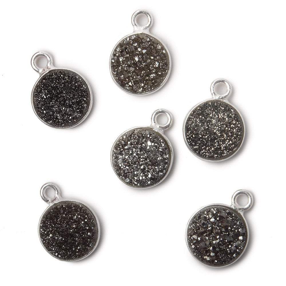 9mm Silver .925 Bezel Metallic Platinum Drusy Coin Pendant  1 piece (ONLINE ORDER ONLY)