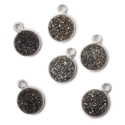 9mm Silver .925 Bezel Metallic Platinum Drusy Coin Pendant  1 piece (ONLINE ORDER ONLY)