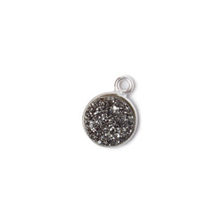 9mm Silver .925 Bezel Metallic Platinum Drusy Coin Pendant  1 piece (ONLINE ORDER ONLY)