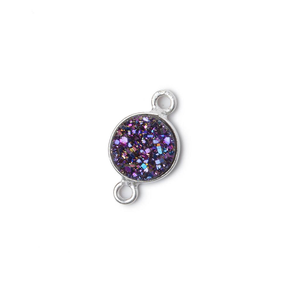 9mm Silver .925 Bezel Mystic Peacock Drusy Drusy Coin Connector 1 piece (ONLINE ORDER ONLY)