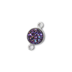 9mm Silver .925 Bezel Mystic Peacock Drusy Drusy Coin Connector 1 piece (ONLINE ORDER ONLY)