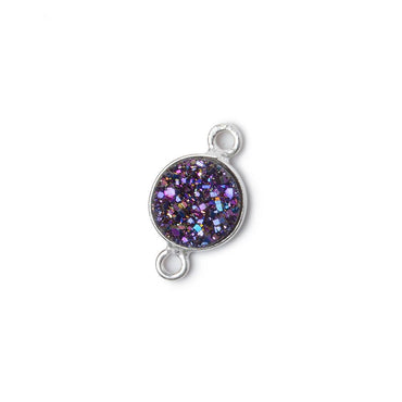 9mm Silver .925 Bezel Mystic Peacock Drusy Drusy Coin Connector 1 piece (ONLINE ORDER ONLY)