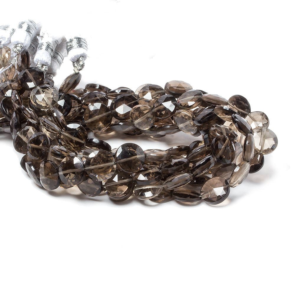 9mm Smoky Quartz faceted coin beads 8 inch 23 pieces (ONLINE ORDER ONLY)