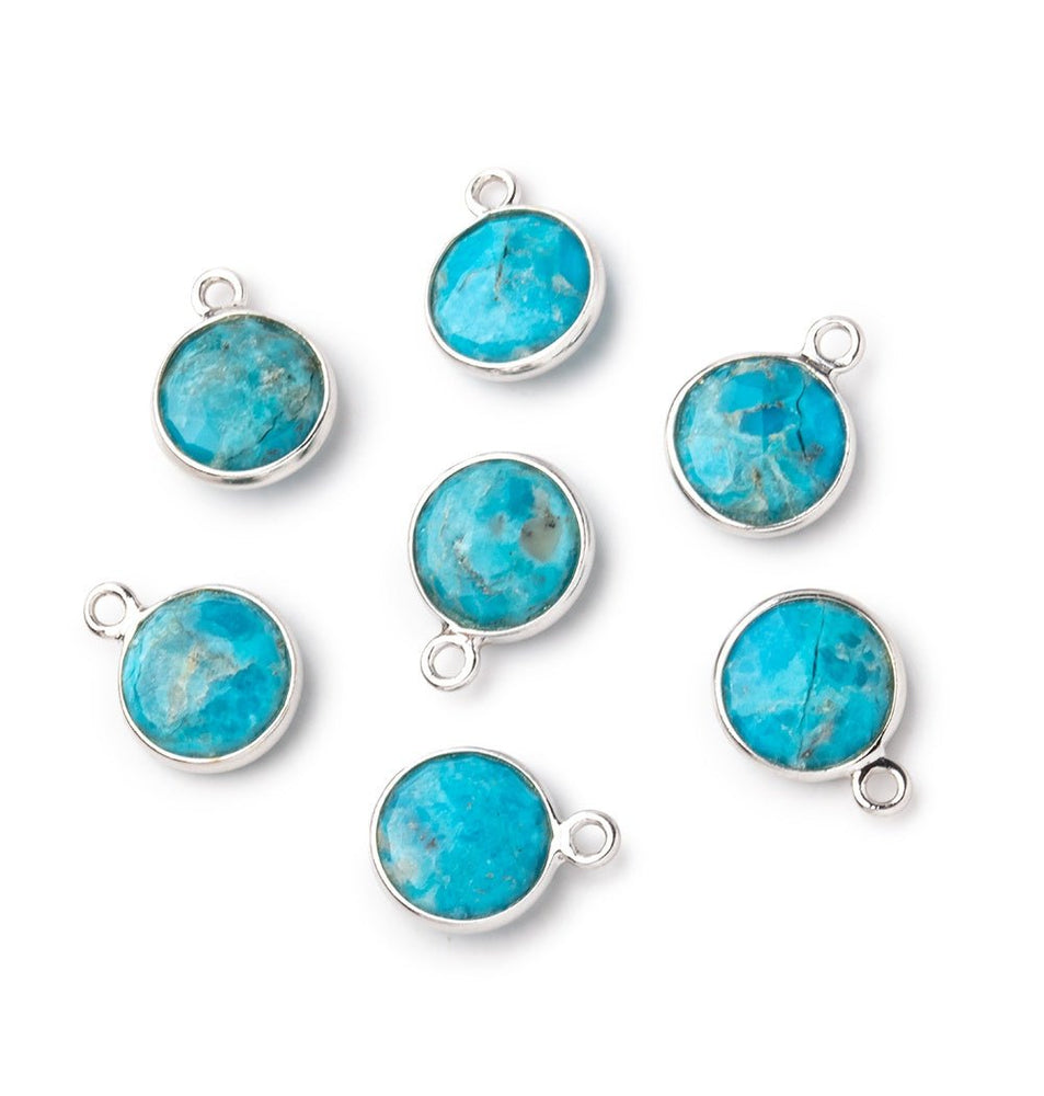 9mm Sterling Silver Bezel Turquoise Faceted Coin Pendant 1 Focal piece (ONLINE ORDER ONLY)