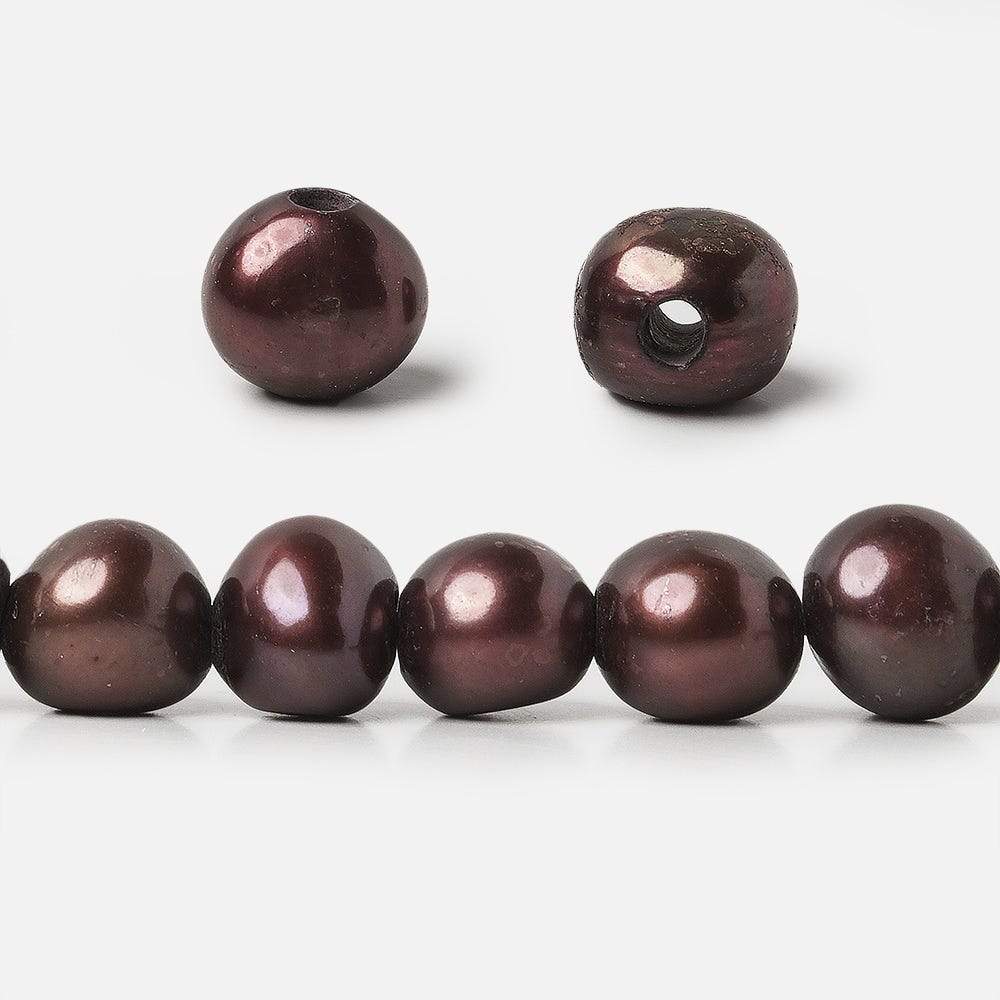 9mm Strawberry Chocolate   Baroque 2.5mm large hole Pearls 15 in. 44 pcs (ONLINE ORDER ONLY)