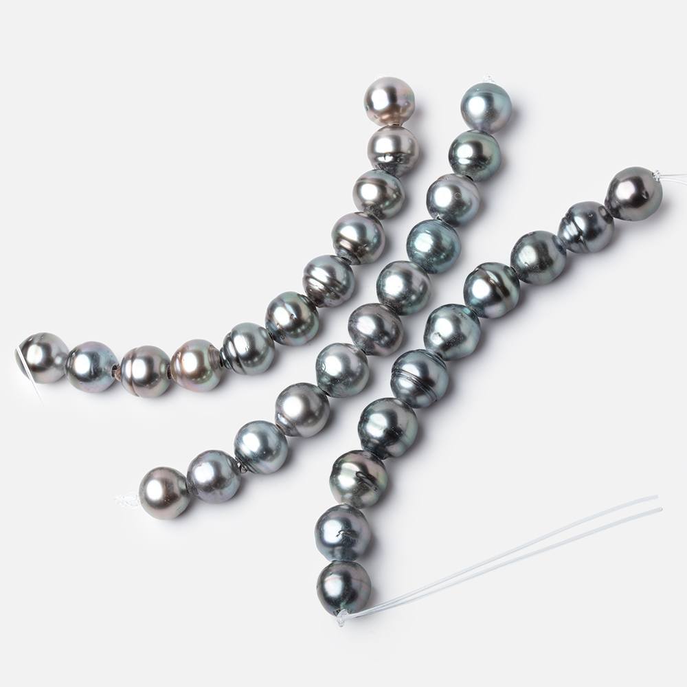 9mm Tahitian 2mm Large Hole Saltwater Pearls 4 inch 10 Beads A (ONLINE ORDER ONLY)