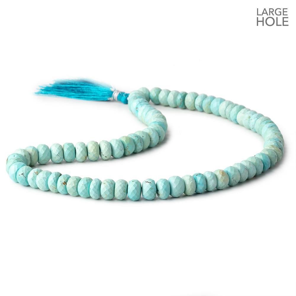 9mm Turquoise Large Hole Faceted Rondelle Beads 16 inch 76 pieces (ONLINE ORDER ONLY)
