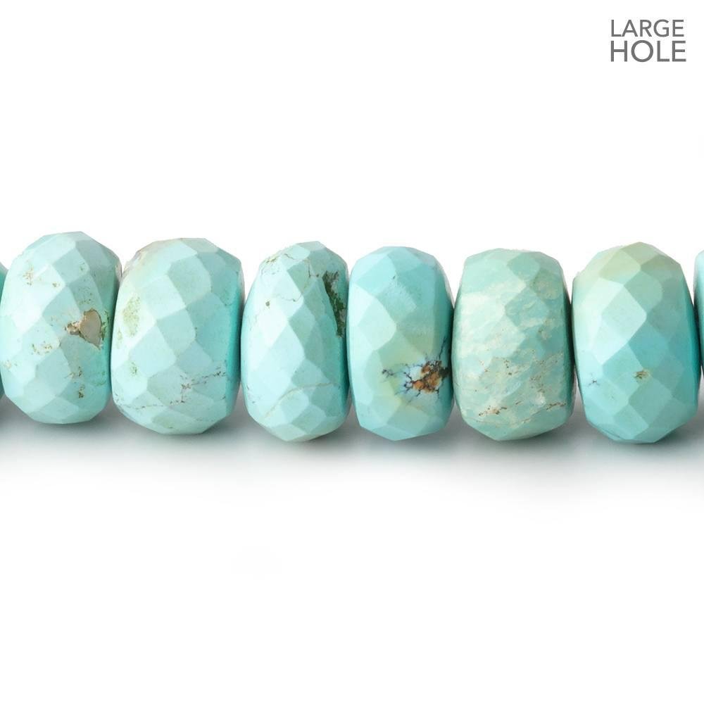 9mm Turquoise Large Hole Faceted Rondelle Beads 16 inch 76 pieces (ONLINE ORDER ONLY)
