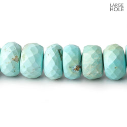 9mm Turquoise Large Hole Faceted Rondelle Beads 16 inch 76 pieces (ONLINE ORDER ONLY)
