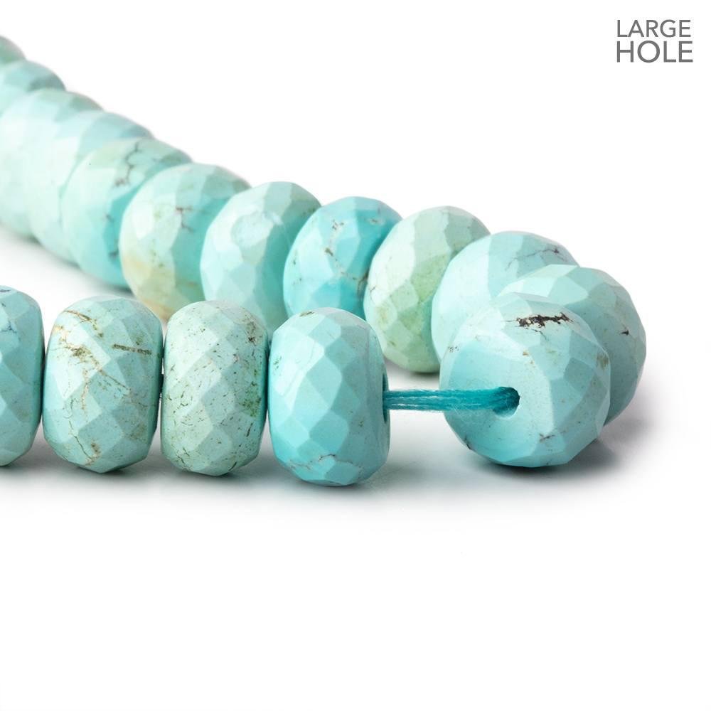 9mm Turquoise Large Hole Faceted Rondelle Beads 16 inch 76 pieces (ONLINE ORDER ONLY)