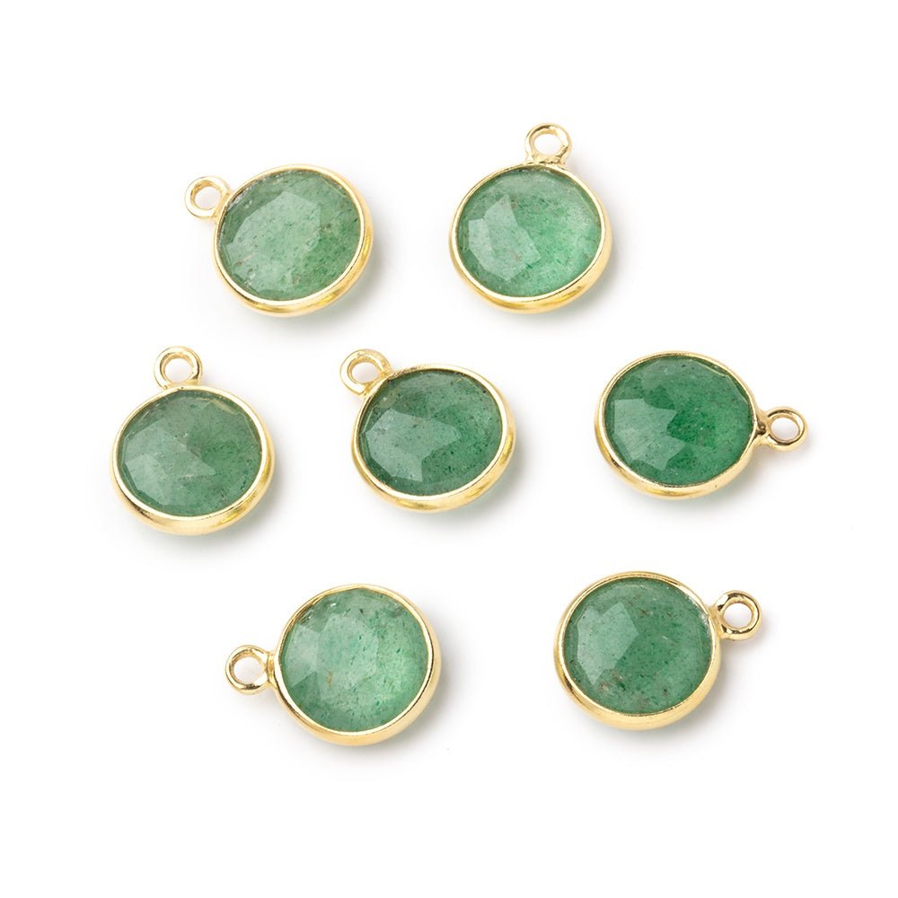 9mm Vermeil Bezel Aventurine Faceted Coin Pendant 1 Focal piece (ONLINE ORDER ONLY)