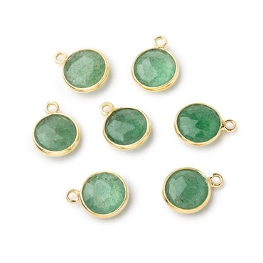 9mm Vermeil Bezel Aventurine Faceted Coin Pendant 1 Focal piece (ONLINE ORDER ONLY)