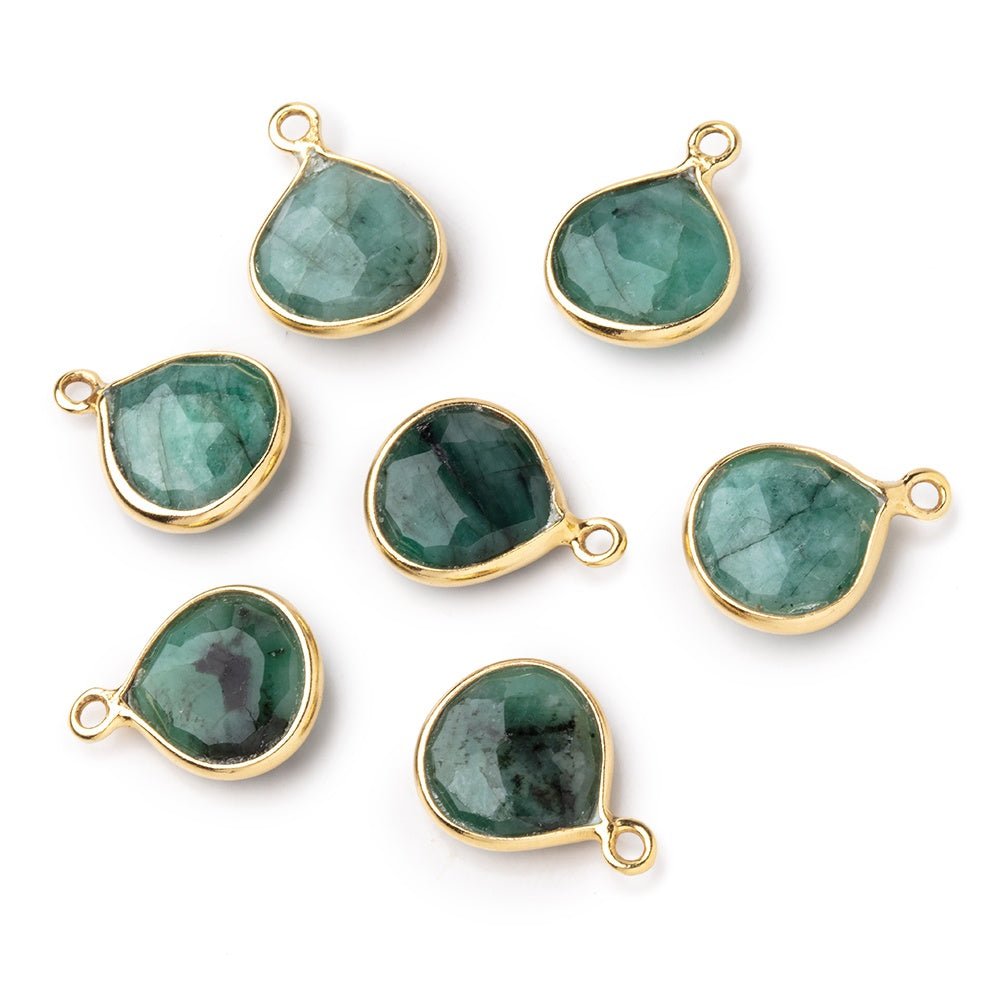 9mm Vermeil Bezel Emerald Faceted Heart Pendant 1 piece (ONLINE ORDER ONLY)
