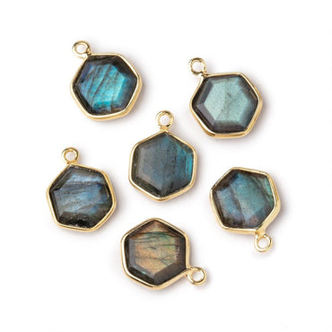 9mm Vermeil Bezel Labradorite Bevel Faceted Hexagon Pendant 1 piece (ONLINE ORDER ONLY)