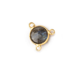 9mm Vermeil Bezel Labradorite Faceted Coin 3 Ring Connector 1 piece (ONLINE ORDER ONLY)