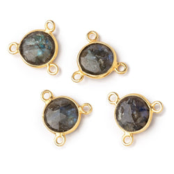 9mm Vermeil Bezel Labradorite Faceted Coin 3 Ring Connector 1 piece (ONLINE ORDER ONLY)