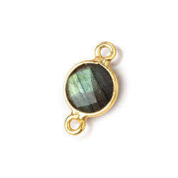 9mm Vermeil Bezel Labradorite Faceted Coin Connector 1 piece (ONLINE ORDER ONLY)